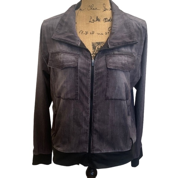 Lucy Faux Denim Lightweight Full Zip High Collar Jacket Size Small - Picture 1 of 9